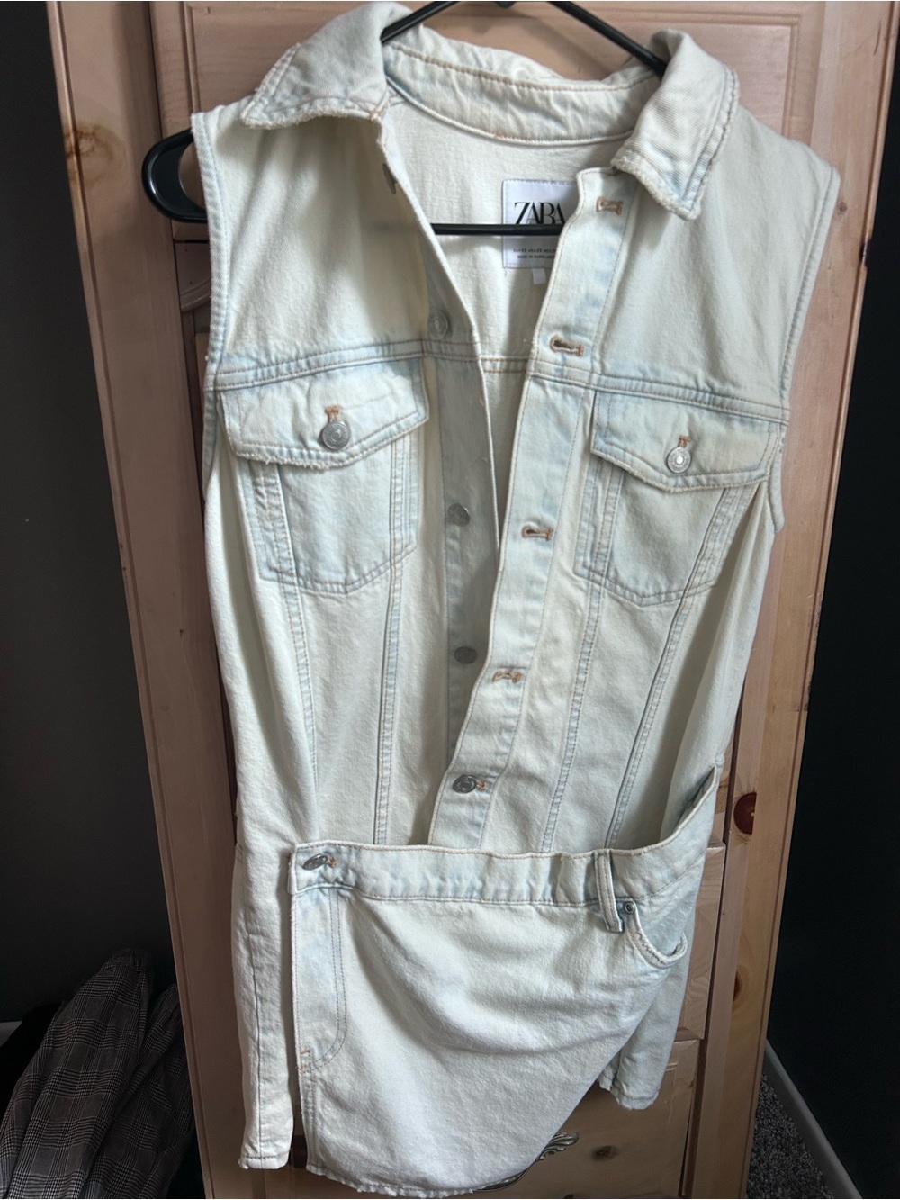 Zara Light Cream Denim Shirt Dress
